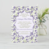 Purple, Green, Ivory Floral Bridal Shower Invitation (Standing Front)