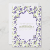 Purple Green Ivory Floral Wedding Invitation (Back)