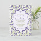 Purple Green Ivory Floral Wedding Invitation (Standing Front)