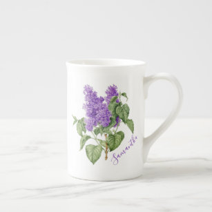 Personalised Name Lilac Floral Travel Mug Coffee Mug Tea Mug Hot