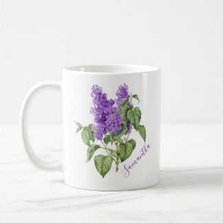 Purple Green Lilac Flower Custom Name Botanical Coffee Mug