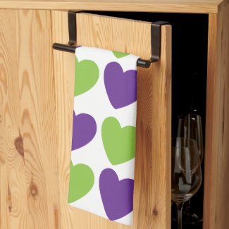 Purple Green Love Hearts Pattern 