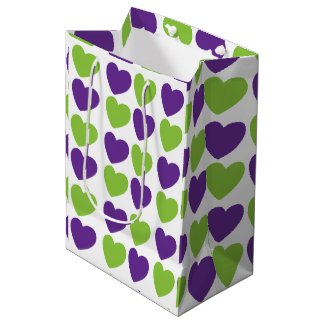 Purple Green Love Hearts Pattern