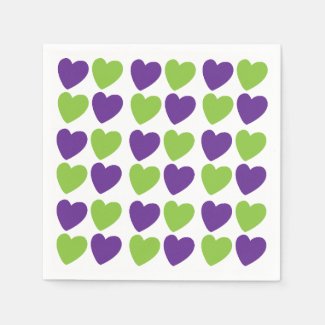Purple Green Love Hearts Pattern Party