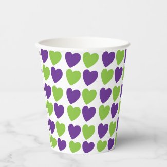 Purple Green Love Hearts Pattern Party