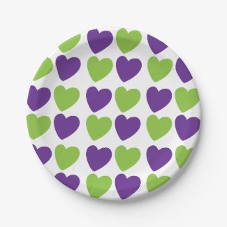 Purple Green Love Hearts Pattern Party