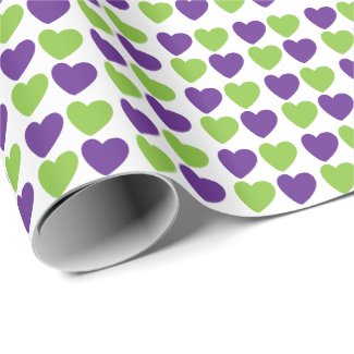 Purple Green Love Hearts Pattern