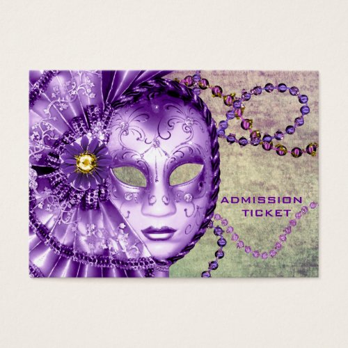 Purple Green Masquerade Party Admission Tickets Business Cards