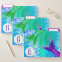 Purple & Green Mermaid Tails & Scales | Monogram