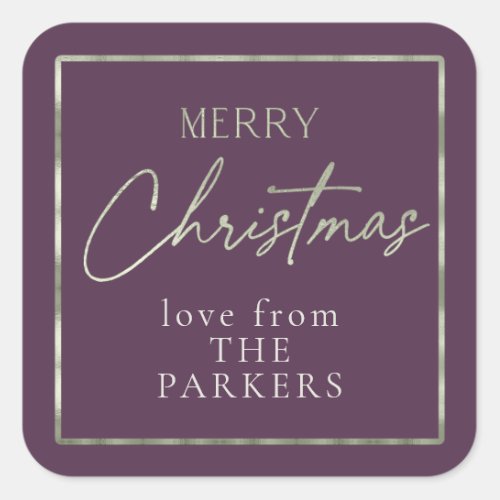 Purple Green Merry Christmas ID1009 Square Sticker