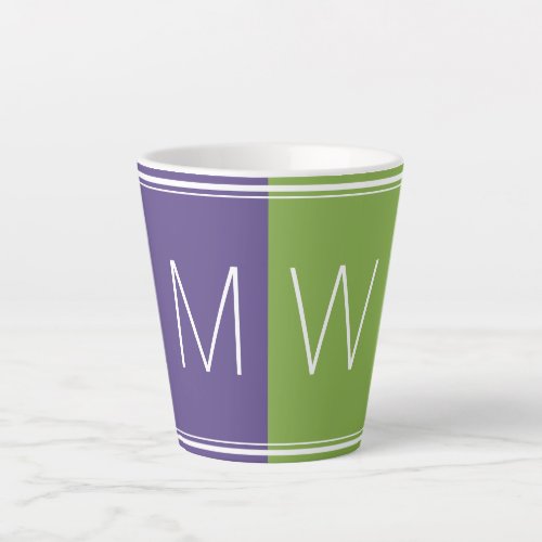 Purple Green  Modern  Motivational  MONOGRAM Latte Mug