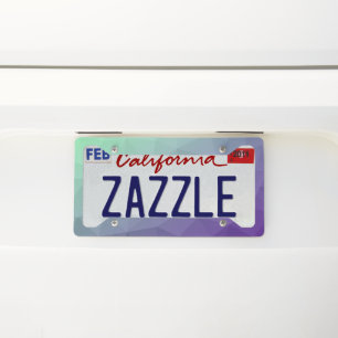 Purple green ombre gradient geometric mesh license plate frame