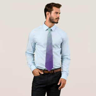 Purple green ombre gradient geometric mesh neck tie