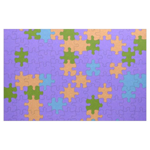 Purple, Green, Orange & Blue Puzzle Patterned Fabric