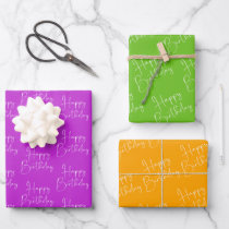 Purple Green Orange Halloween Birthday Wrapping Paper Sheets