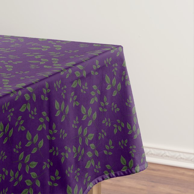 Purple green  pattern leaves  elegant stylish tablecloth (In Situ)