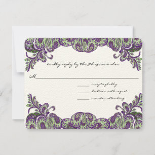 Purple & Green Peacock Wedding RSVP