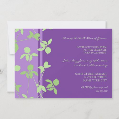 Purple Green Photo Engagement Party Invitations