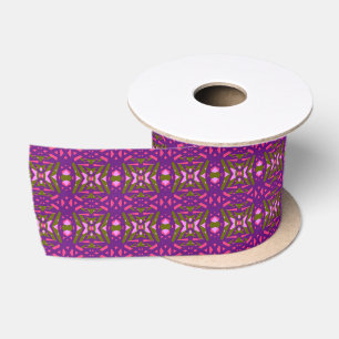Purple Green Pink Art Deco Geometric Valentine’s Satin Ribbon