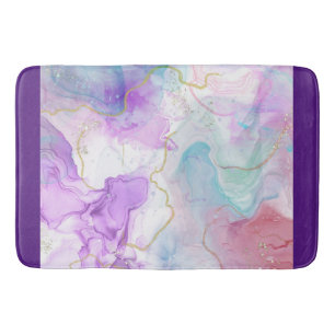 Purple, Green, Pink Flowing Colors Elegant Bath Mat