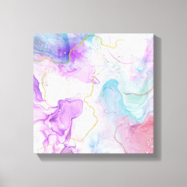 Purple, Green, Pink Flowing Colors Elegant Canvas Print (Front)