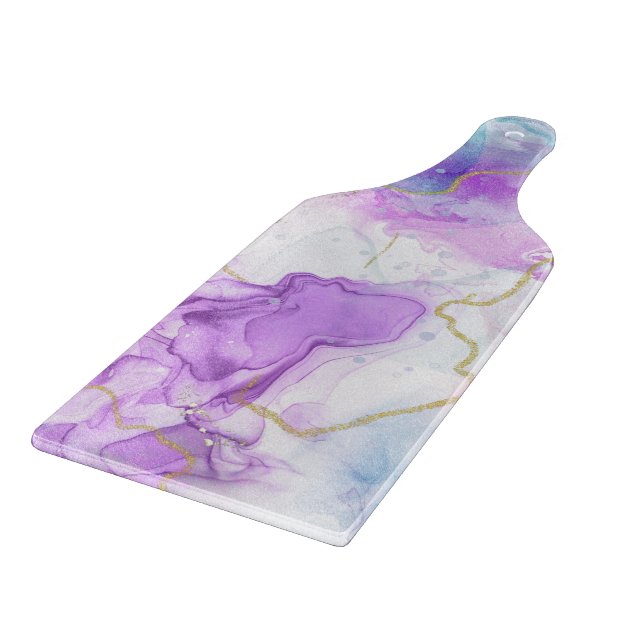 Purple, Green, Pink Flowing Colors Elegant Cutting Board (Corner)