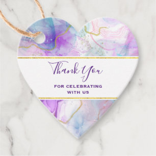 Purple, Green, Pink Flowing Colors Elegant Favor Tags