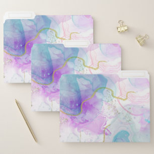 Purple, Green, Pink Flowing Colors Elegant File Folder