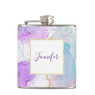 Purple, Green, Pink Flowing Colors Elegant Flask