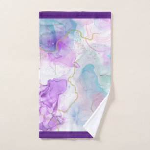 Purple, Green, Pink Flowing Colors Elegant Hand Towel