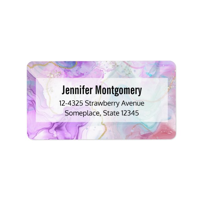 Purple, Green, Pink Flowing Colors Elegant Label (Front)
