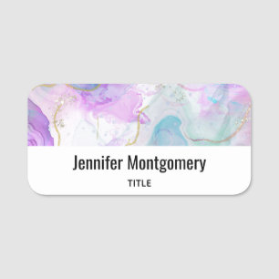 Purple, Green, Pink Flowing Colors Elegant Name Tag