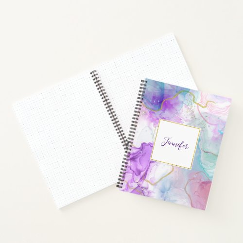 Purple Green Pink Flowing Colors Elegant Notebook