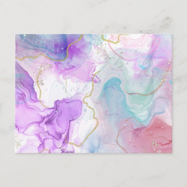 Purple, Green, Pink Flowing Colors Elegant Postcard (Front)