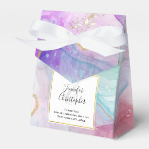 Purple, Green, Pink Flowing Colors Elegant Wedding Favor Boxes