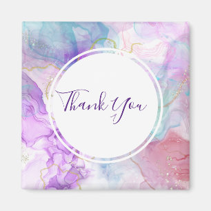Purple, Green, Pink Flowing Colors Thank You Magnet