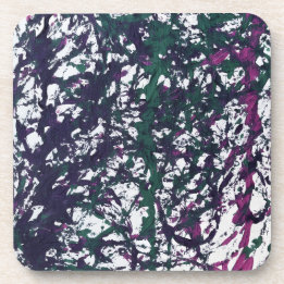 Purple, Green, Pink, Marble Artwork Beverage Coaster
