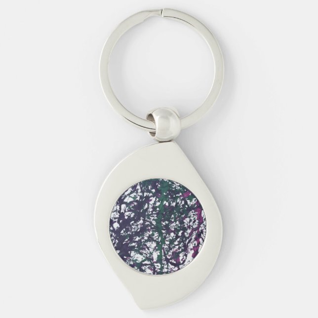 Purple, Green, Pink, Marble Artwork Keychain (Front)