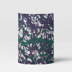 Purple, Green, Pink, Marble Artwork Pillar Candle