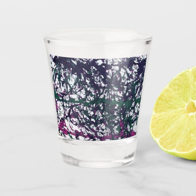 Purple, Green, Pink, Marble Artwork Shot Glass (Front)