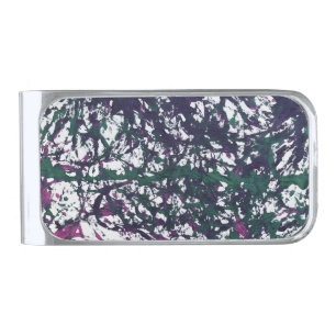 Purple, Green, Pink, Marble Artwork Silver Finish Money Clip