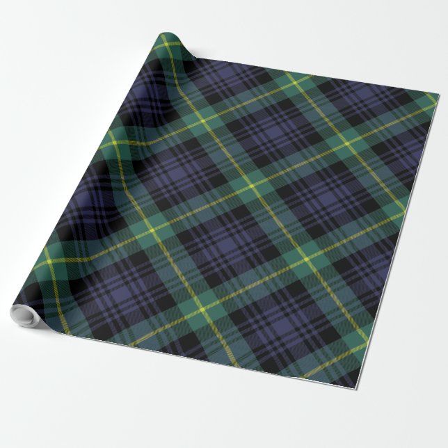 Purple Green Plaid Elegant Tartan Wrapping Paper (Unrolled)