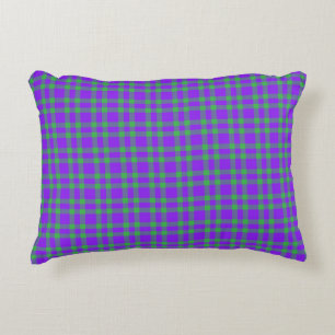 Purple Green Plaid Pattern Accent Pillow