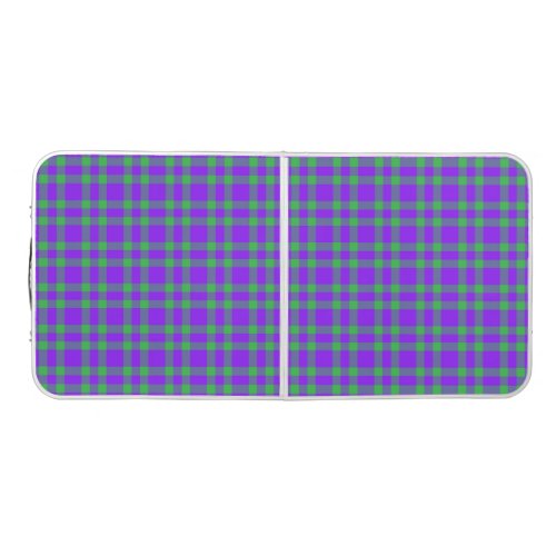 Purple Green Plaid Pattern Beer Pong Table