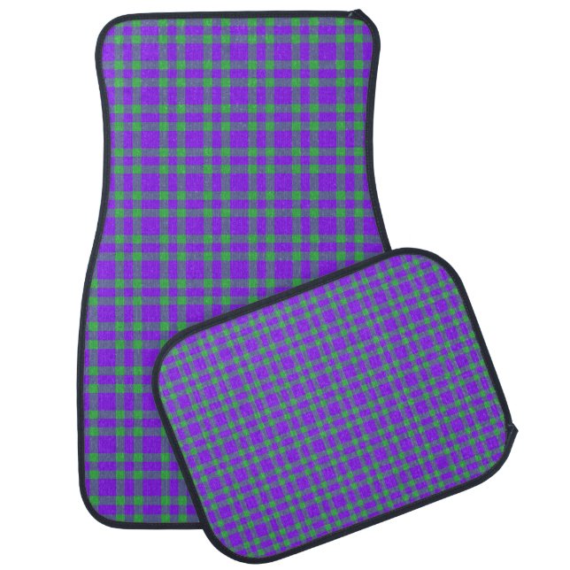 Purple Green Plaid Pattern Car Floor Mat (Set)