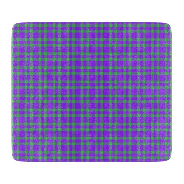 Purple Green Plaid Pattern Cutting Board (Front)