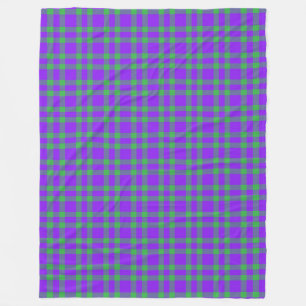 Purple Green Plaid Pattern Fleece Blanket