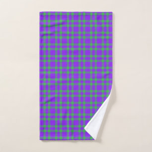 Purple Green Plaid Pattern Hand Towel