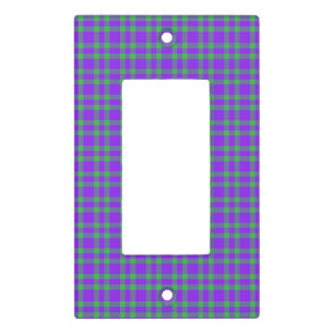 Purple Green Plaid Pattern Light Switch Cover