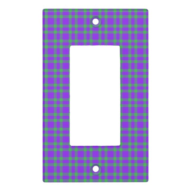 Purple Green Plaid Pattern Light Switch Cover (Front)